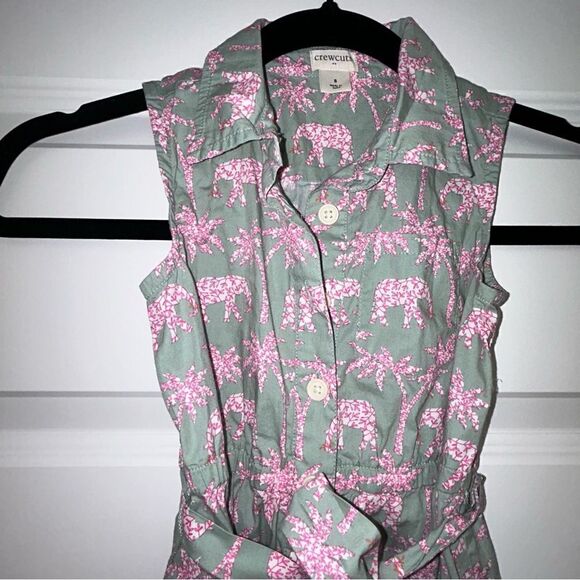 J.Crew Crewcuts Girls Elephant Print Sleeveless Shirt Dress - Picture 4 of 5